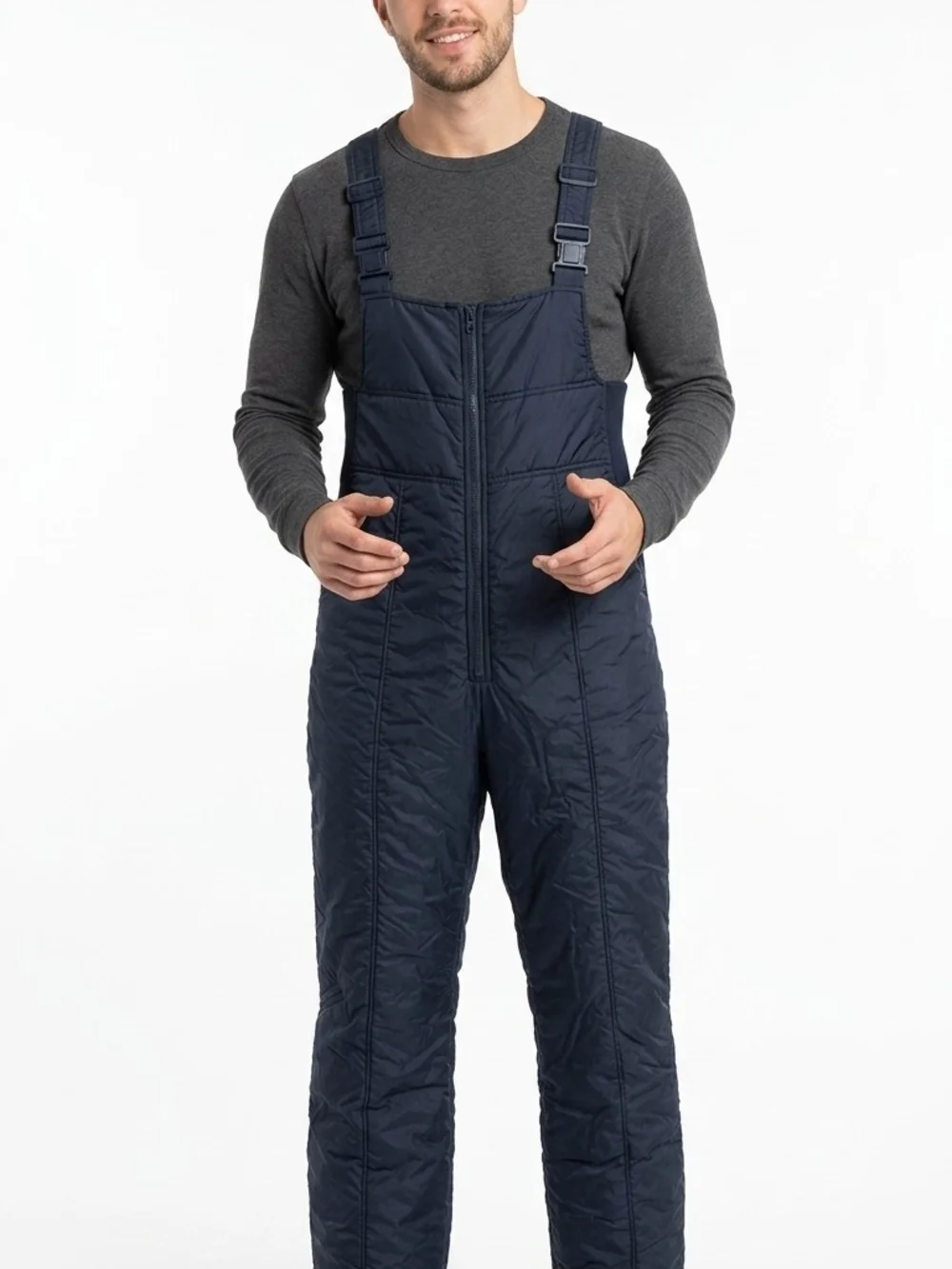 Vintage Skitique Insulated Snow Bib Overalls. Navy Blue